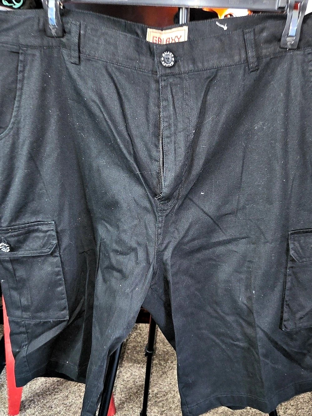 Galaxy by Harvic Men's Cotton Cargo Shorts Black Waist 42